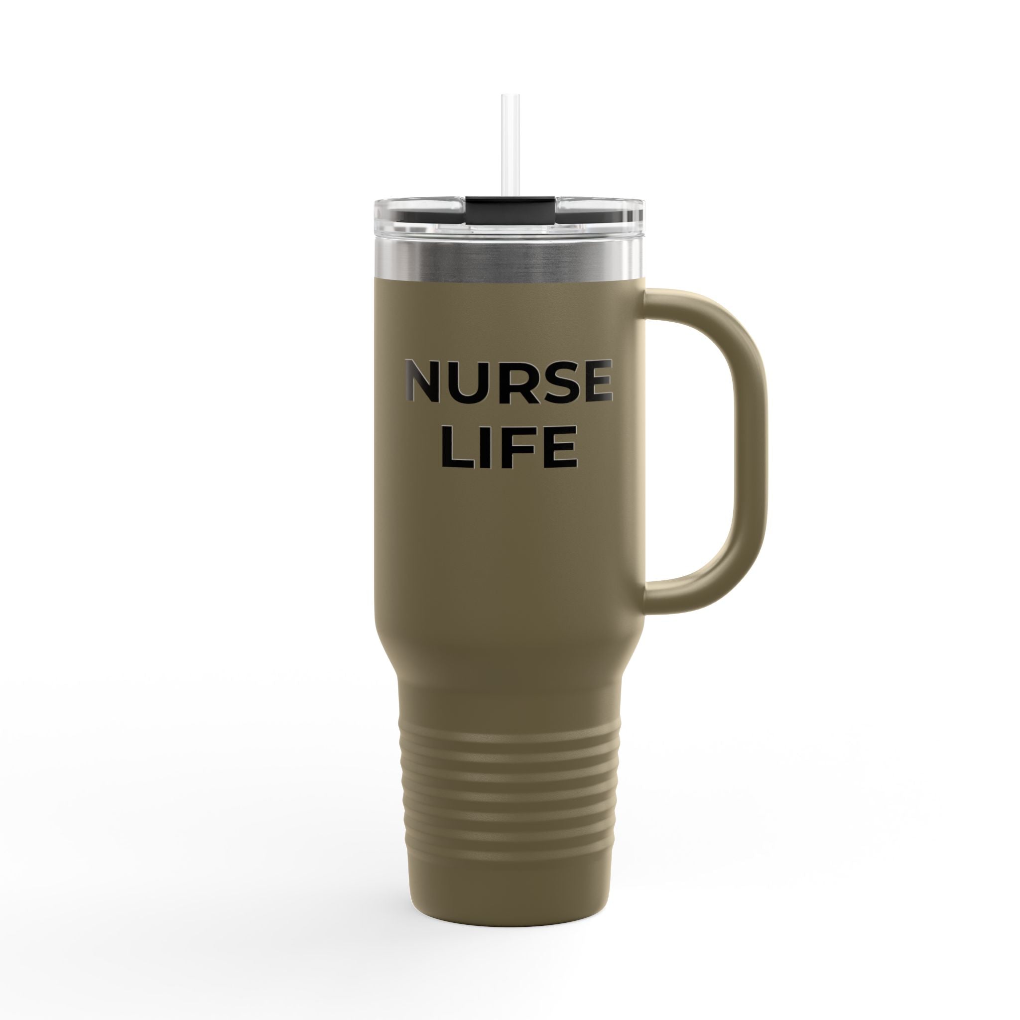 NURSE LIFE: 40oz Tumbler - Insulated Travel Mug (Handle + Straw)